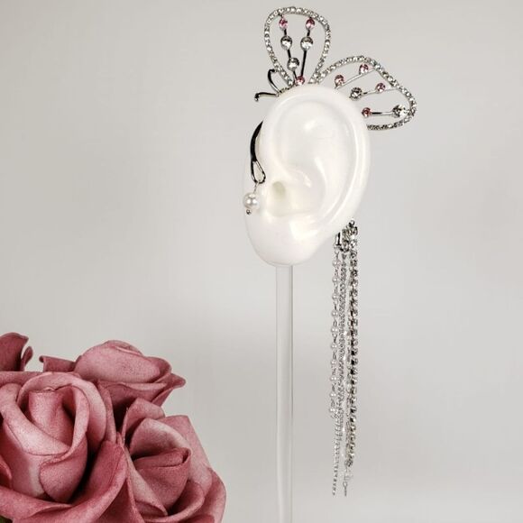 Brand New Rhinestone Butterfly Ear Hook Earring - Picture 1 of 5